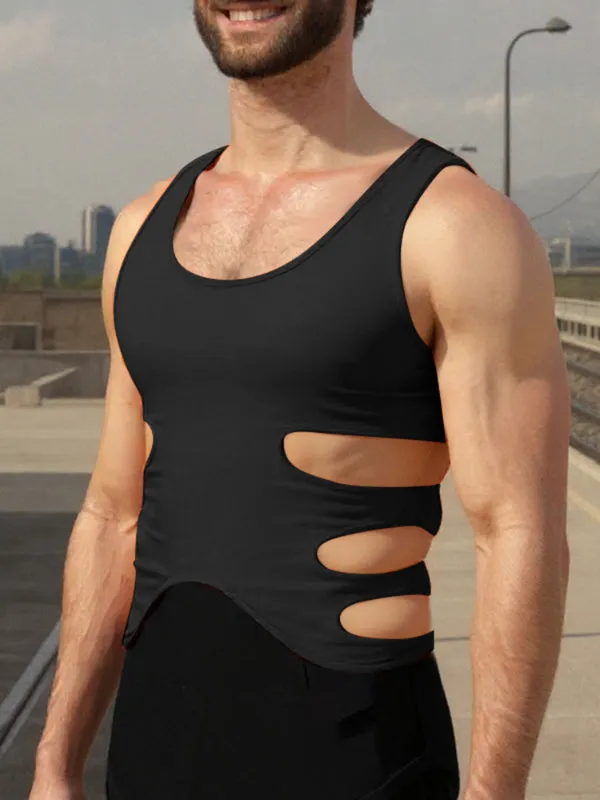 Mens Solid Color Side Cut-Out Casual Tank SKUL03651 sold by Incerunmen product image thumbnail 2
