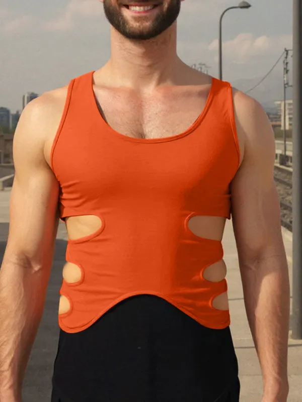 Mens Solid Color Side Cut-Out Casual Tank SKUL03651 sold by Incerunmen product image thumbnail 3