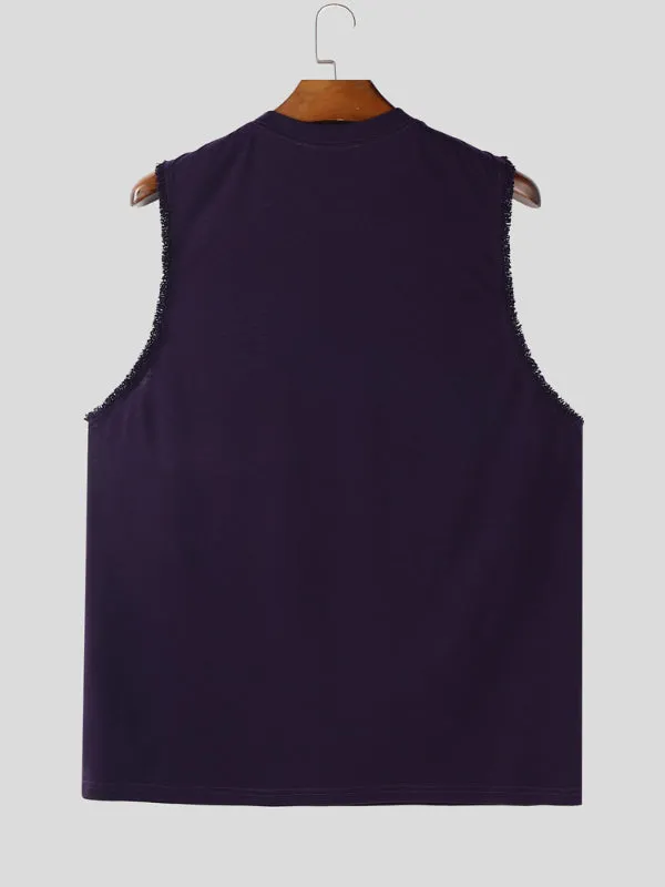 Mens Solid Color Fringe Patchwork Casual Tank SKUL18989 sold by Incerunmen product image thumbnail 5