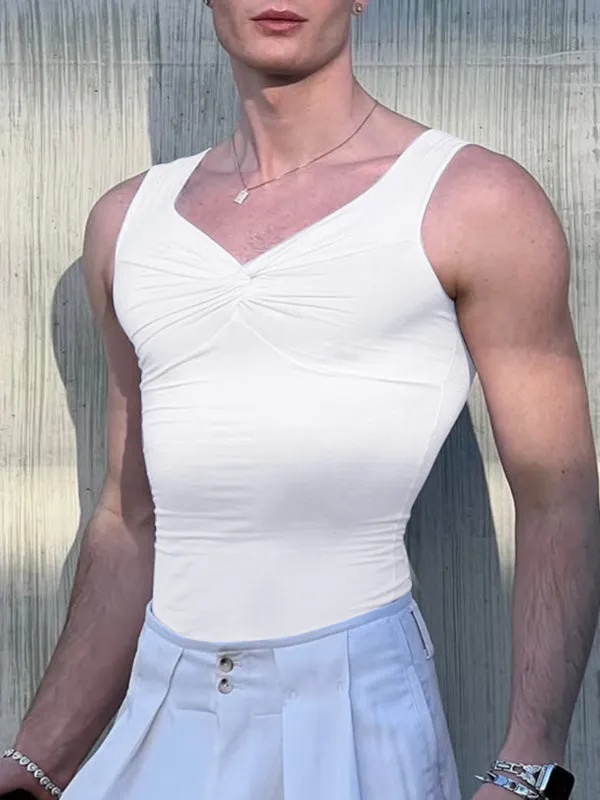 Mens Solid Color Twist Casual Tank SKUL19012 sold by Incerunmen