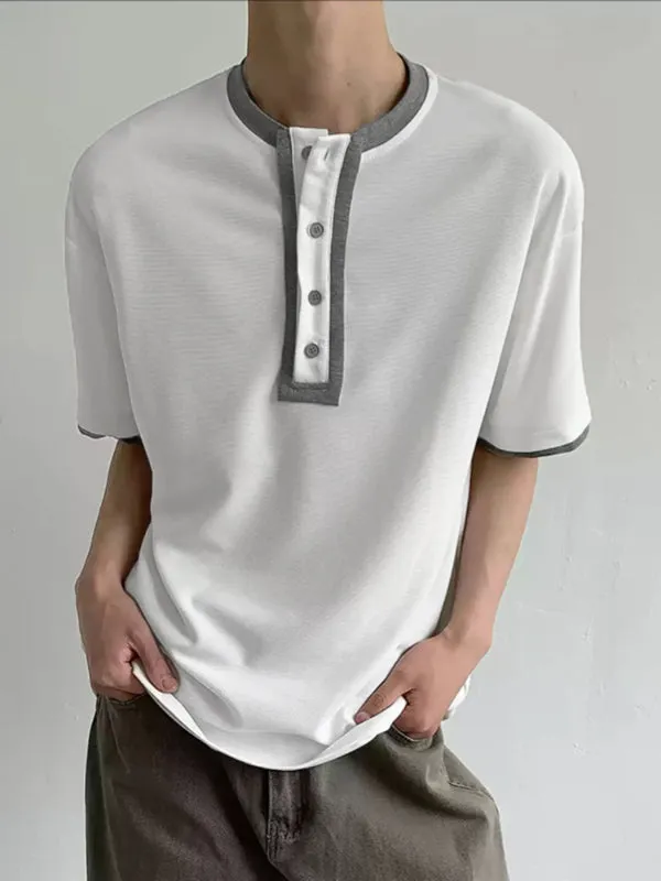 Mens Contrast Color Casual Short Sleeve T-Shirt SKUL17890 made by Incerunmen