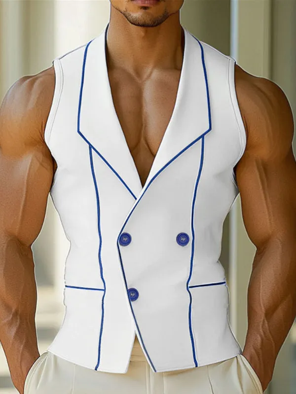 Mens Bold Stripe Contrast Color Casual Waistcoat SKUL19346 sold by Incerunmen