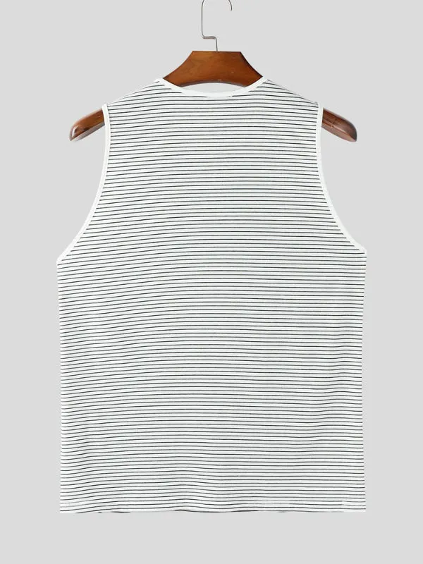 Mens Bow Detail Patchwork Striped Casual Tank SKUL20616 sold by Incerunmen product image thumbnail 4