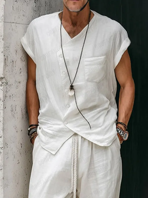 Mens Solid Color Vacation Style Short Sleeve T-Shirt SKUL17006 sold by Incerunmen product image thumbnail 2