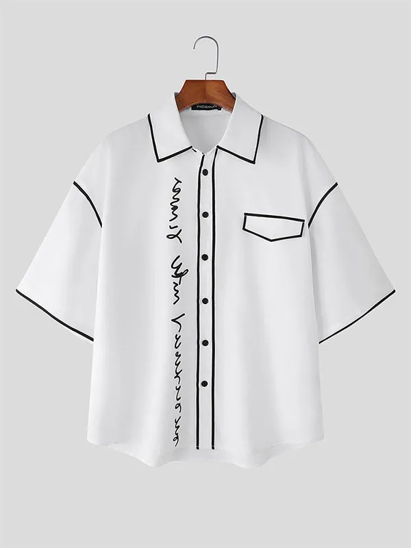 Mens Graffiti Print Casual Short Sleeve Shirt SKUL06555 sold by Incerunmen product image thumbnail 4