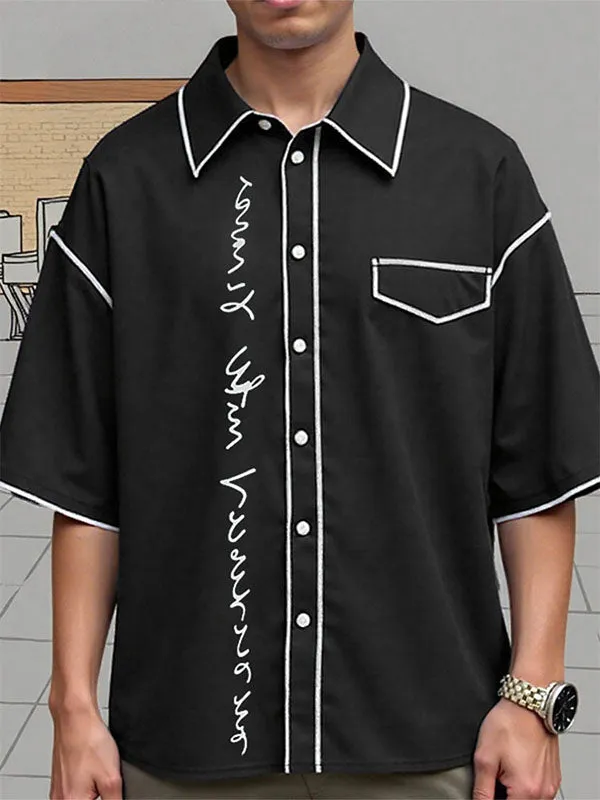 Mens Graffiti Print Casual Short Sleeve Shirt SKUL06555 sold by Incerunmen