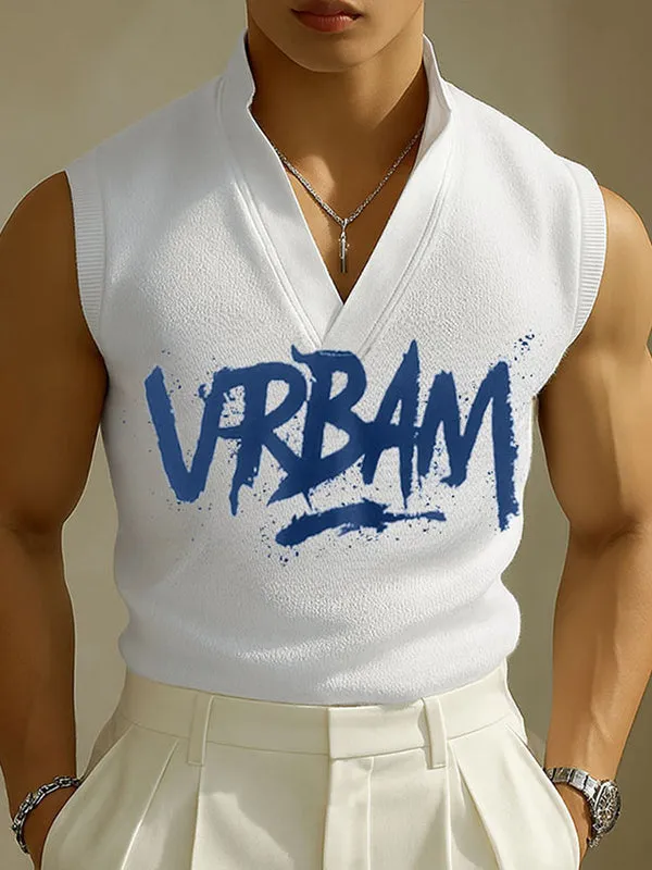 Mens Letter Print Textured Casual Tank SKUL12860 sold by Incerunmen