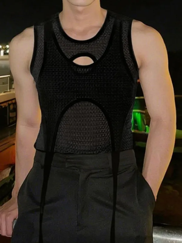 Mens Solid Color Textured Double-Layer Casual Tank SKUL16263 sold by Incerunmen product image thumbnail 2