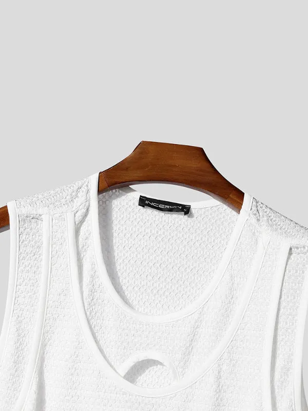 Mens Solid Color Textured Double-Layer Casual Tank SKUL16263 sold by Incerunmen product image thumbnail 5