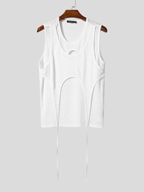 Mens Solid Color Textured Double-Layer Casual Tank SKUL16263 sold by Incerunmen product image thumbnail 3