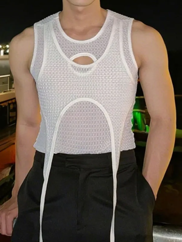 Mens Solid Color Textured Double-Layer Casual Tank SKUL16263 sold by Incerunmen