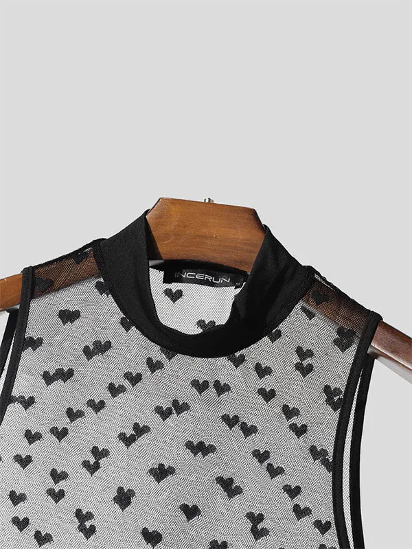 Mens Heart Print Sheer Mesh Bodysuit SKUL13903 sold by Incerunmen product image thumbnail 5