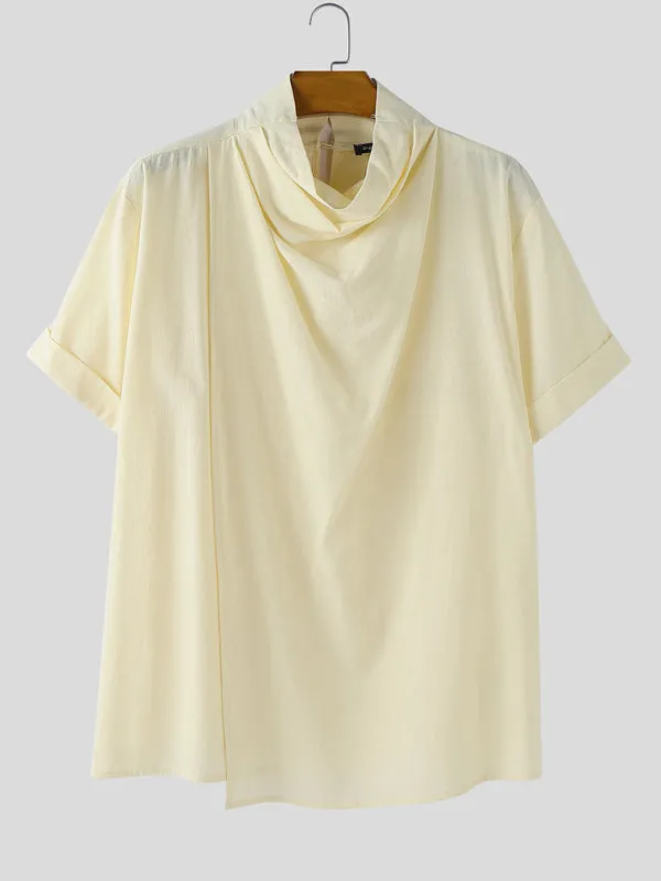 Mens Solid Color Casual High Neck Short Sleeve T-Shirt SKUL18988 sold by Incerunmen product image thumbnail 4