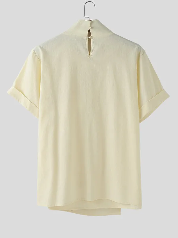 Mens Solid Color Casual High Neck Short Sleeve T-Shirt SKUL18988 sold by Incerunmen product image thumbnail 5