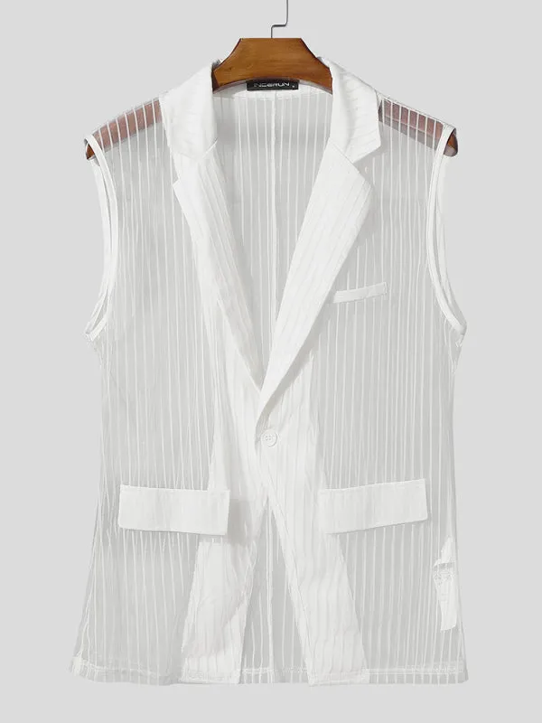 Mens Sheer Striped Casual Waistcoat SKUL18804 sold by Incerunmen product image thumbnail 3