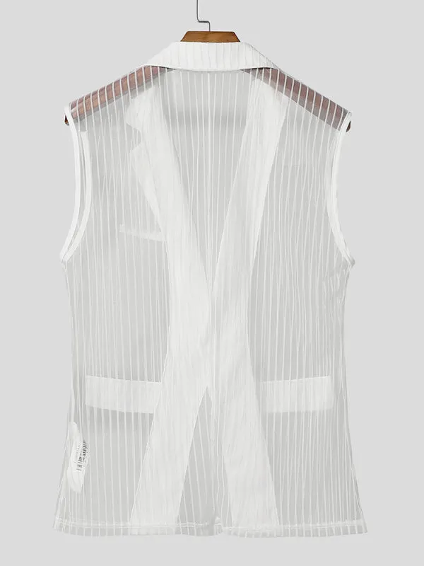Mens Sheer Striped Casual Waistcoat SKUL18804 sold by Incerunmen product image thumbnail 4