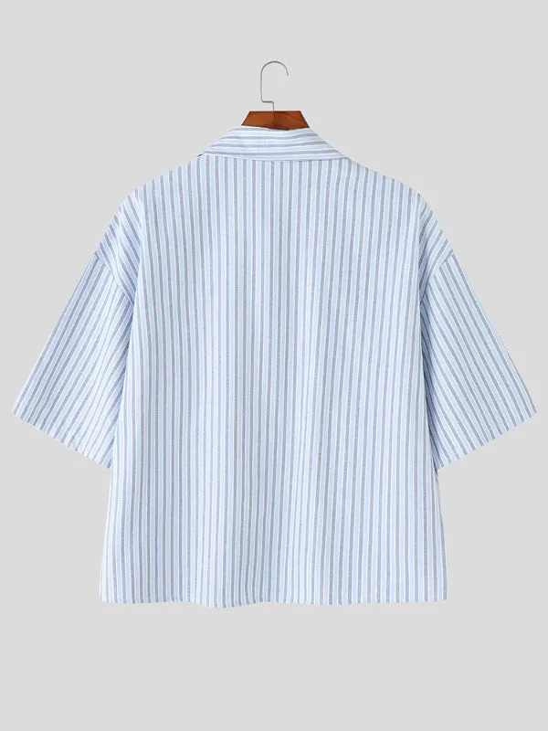 Mens Striped Casual Short Sleeve Shirt SKUL10726 sold by Incerunmen product image thumbnail 4