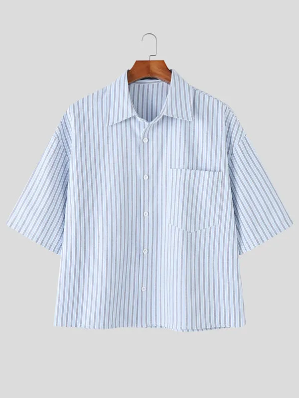 Mens Striped Casual Short Sleeve Shirt SKUL10726 sold by Incerunmen product image thumbnail 3