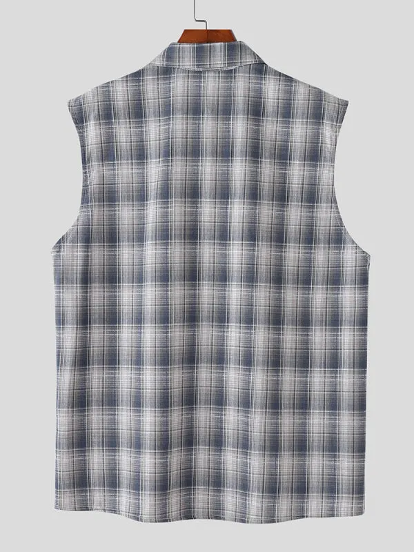 Mens Plaid Gradient Casual Sleeveless Shirt SKUL17804 sold by Incerunmen product image thumbnail 5