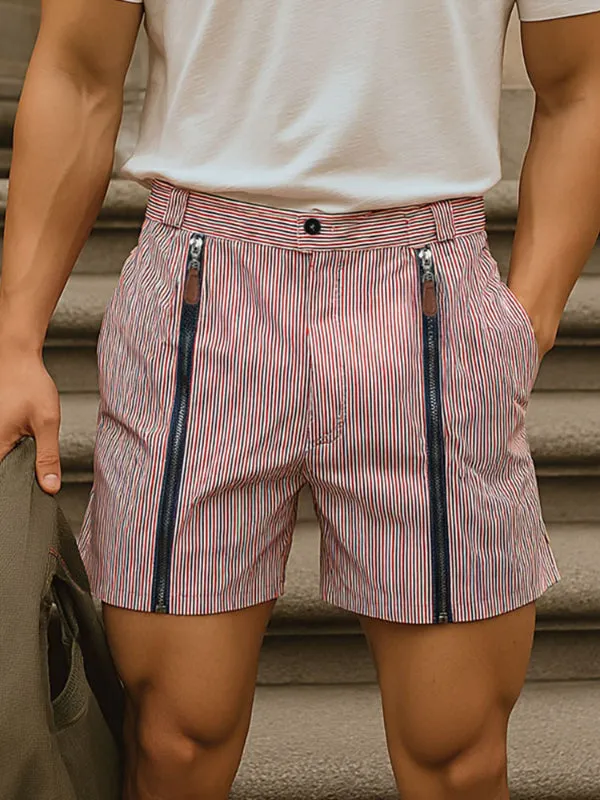Mens Striped Zipper Casual Short SKUL20215 sold by Incerunmen