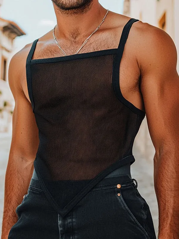 Mens Sheer Mesh Textured Square Neck Tank SKUL11725 sold by Incerunmen product image thumbnail 2