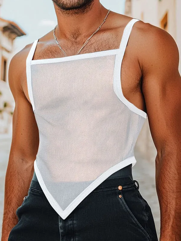 Mens Sheer Mesh Textured Square Neck Tank SKUL11725 sold by Incerunmen