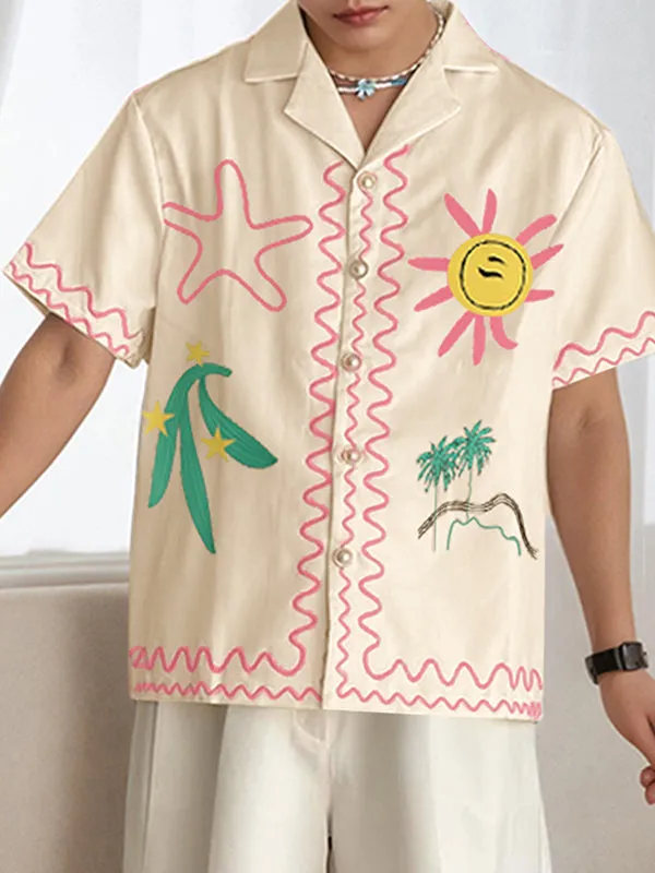 Mens Graffiti Print Short Sleeve Shirt SKUL12955 sold by Incerunmen