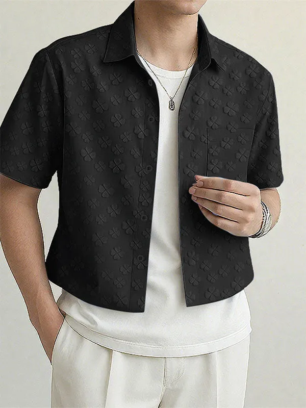 Mens Solid Color Textured Short Sleeve Shirt SKUL17918 sold by Incerunmen product image thumbnail 2