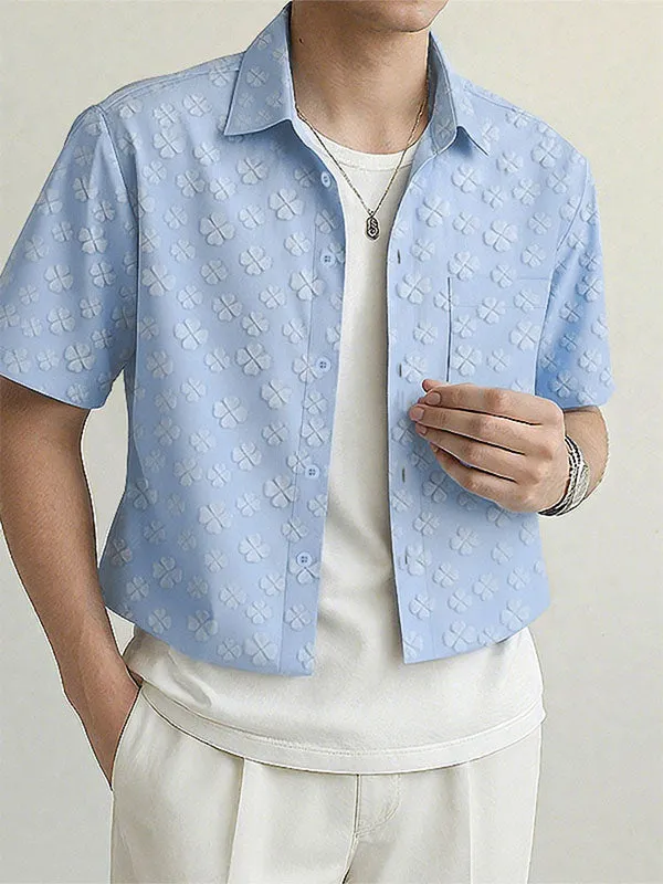 Mens Solid Color Textured Short Sleeve Shirt SKUL17918 sold by Incerunmen product image thumbnail 3