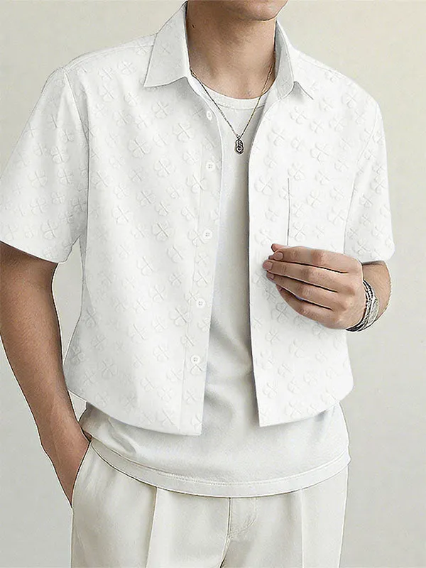 Mens Solid Color Textured Short Sleeve Shirt SKUL17918 sold by Incerunmen