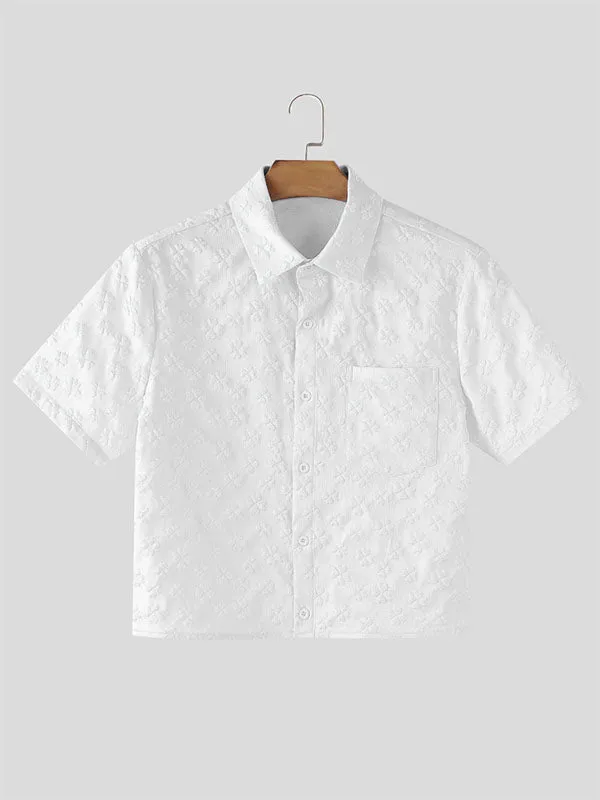 Mens Solid Color Textured Short Sleeve Shirt SKUL17918 sold by Incerunmen product image thumbnail 4