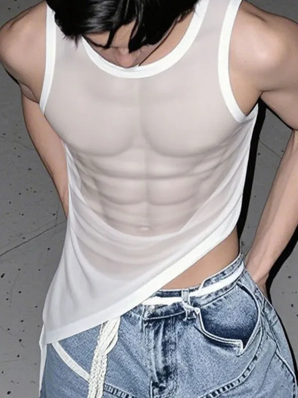 Mens Sheer Mesh Casual Tank SKUL15374 sold by Incerunmen