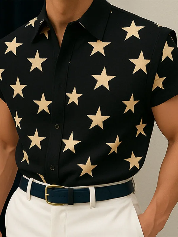 Mens Star Print Casual Short Sleeve Shirt SKUL15376 sold by Incerunmen