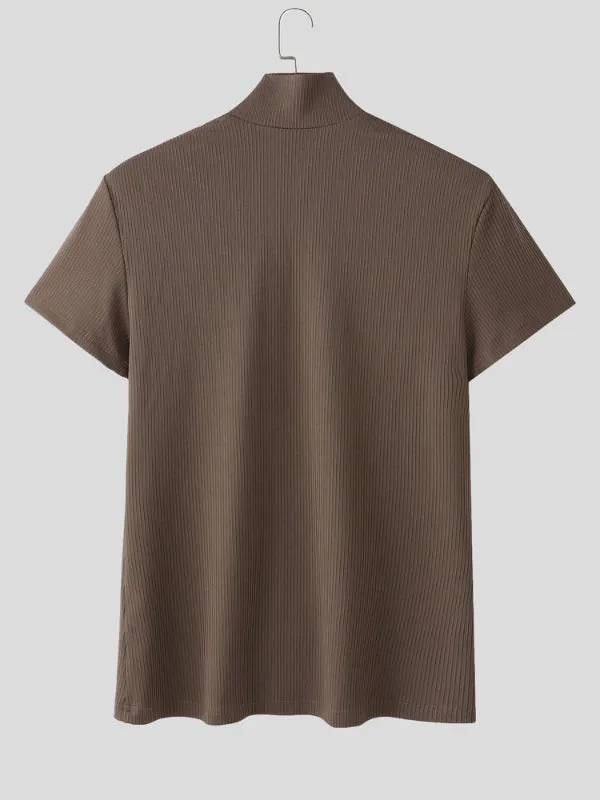 Mens Solid Color Textured Deep V Short Sleeve T-Shirt SKUL18934 sold by Incerunmen product image thumbnail 5