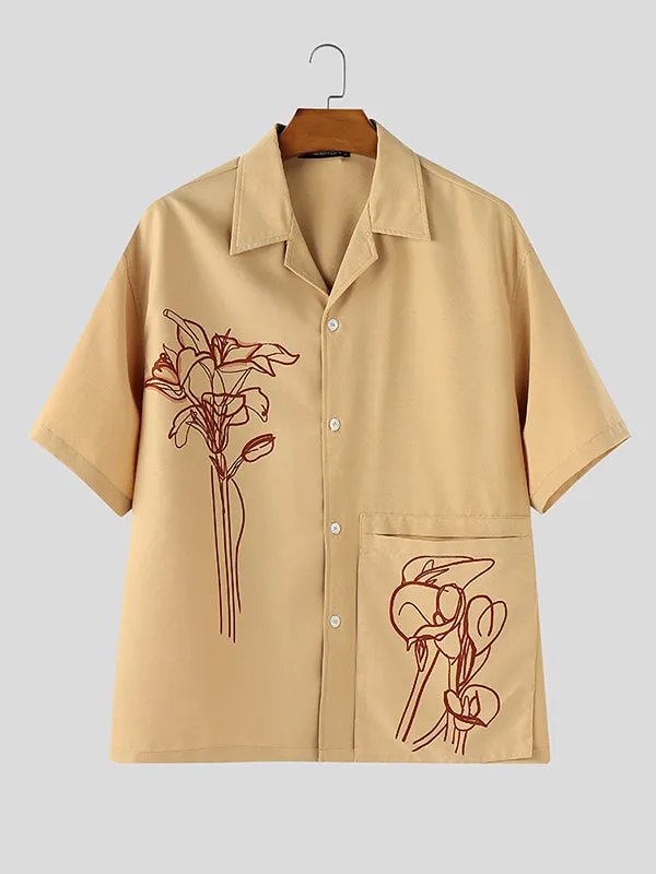 Mens Vacation Style Floral Print Short Sleeve Shirt SKUL06577 sold by Incerunmen product image thumbnail 4