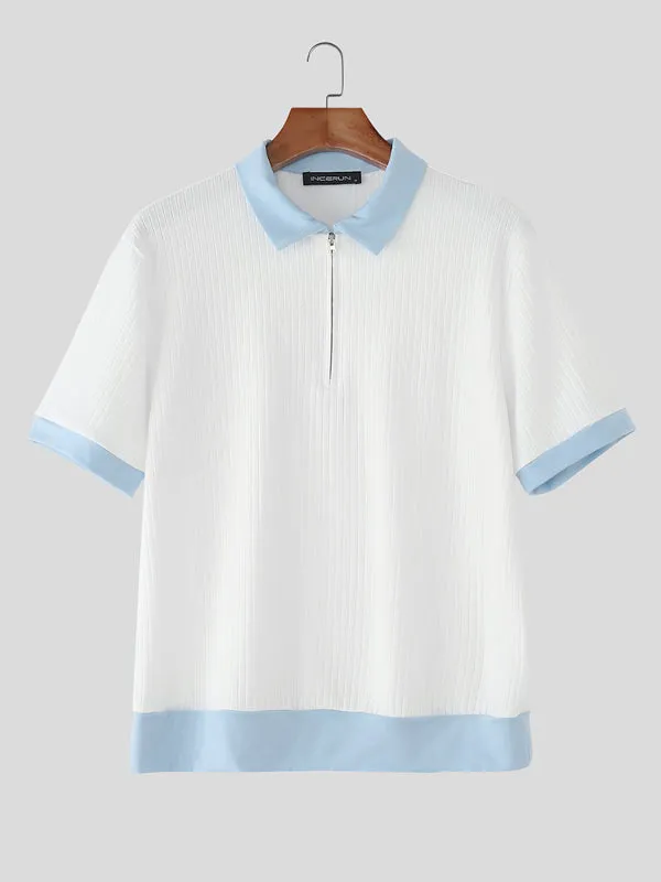 Mens Solid Color Textured Casual Short Sleeve Shirt SKUL18984 sold by Incerunmen product image thumbnail 4