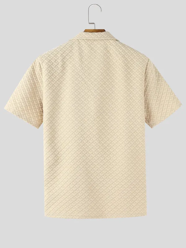 Mens Solid Color Textured Short Sleeve Shirt SKUL17022 sold by Incerunmen product image thumbnail 5