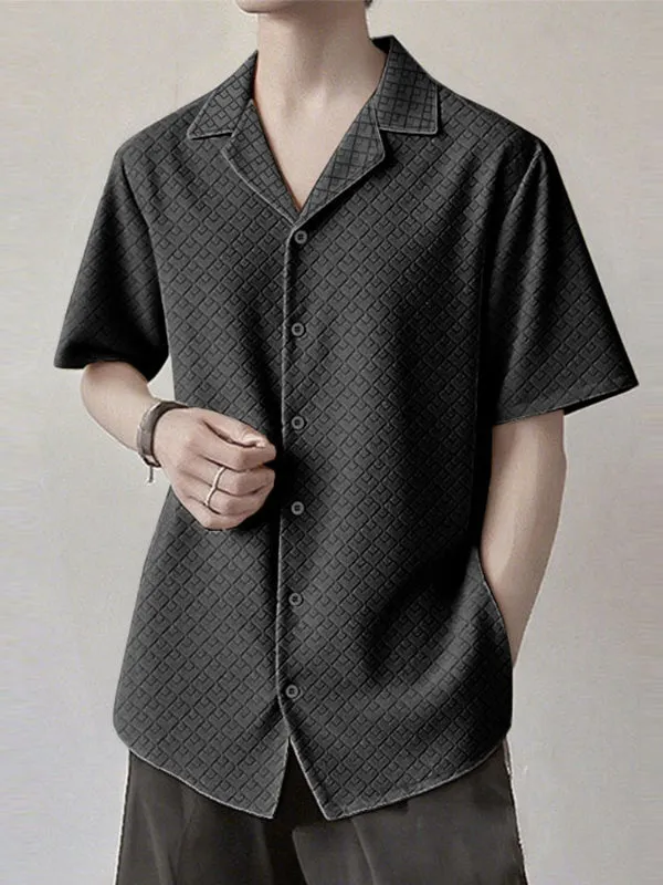 Mens Solid Color Textured Short Sleeve Shirt SKUL17022 sold by Incerunmen