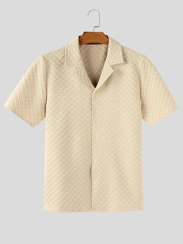 Mens Solid Color Textured Short Sleeve Shirt SKUL17022 sold by Incerunmen product image thumbnail 4