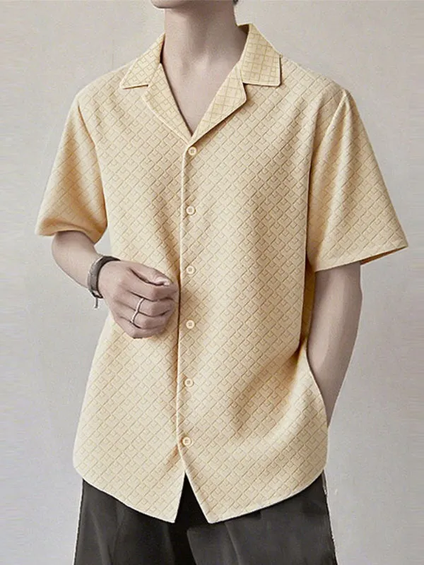Mens Solid Color Textured Short Sleeve Shirt SKUL17022 sold by Incerunmen product image thumbnail 3
