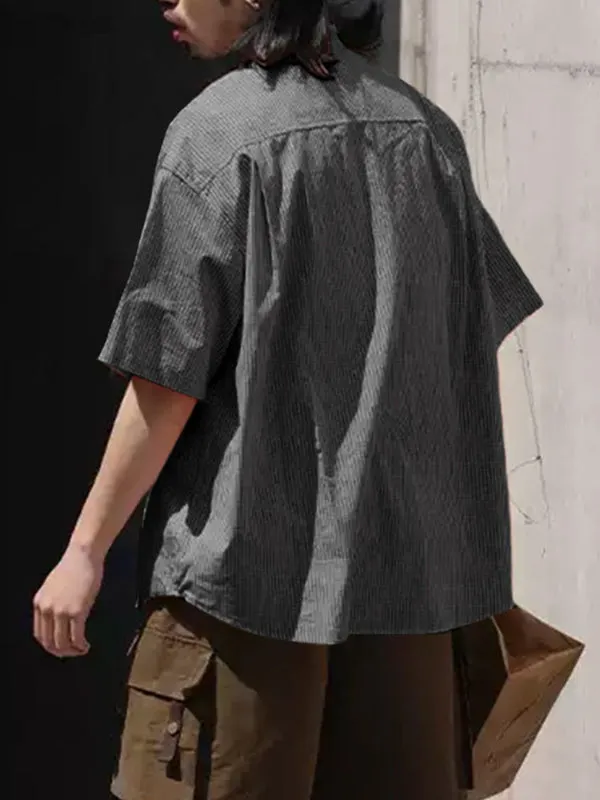 Mens Solid Color Striped Short Sleeve Shirt SKUL17881 sold by Incerunmen product image thumbnail 2