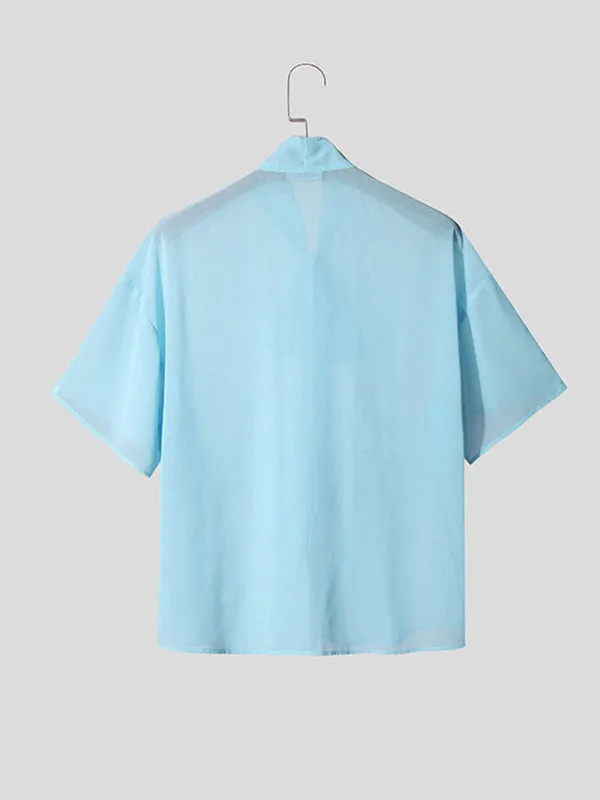 Mens Pearl Embellished Sheer Short Sleeve Shirt SKUL08506 sold by Incerunmen product image thumbnail 5