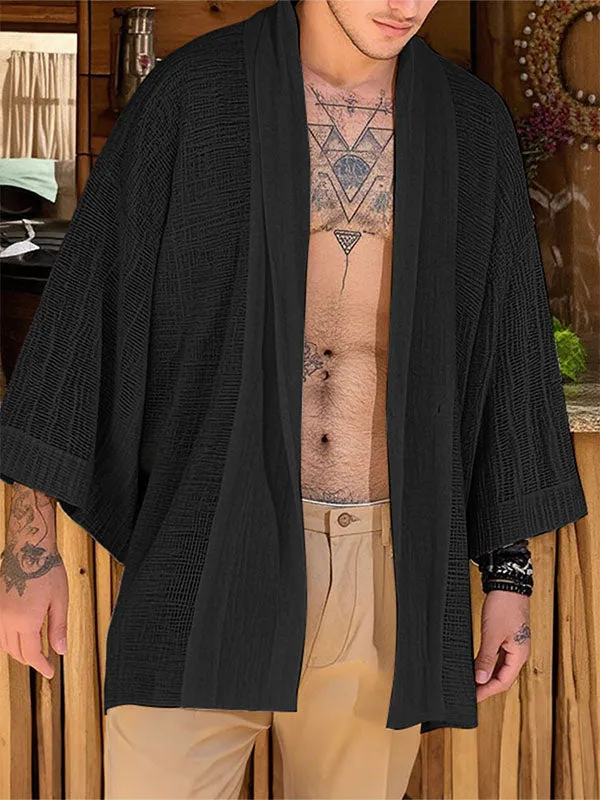 Mens Vacation-Style Textured Long Sleeve Cardigan SKUL11903 sold by Incerunmen
