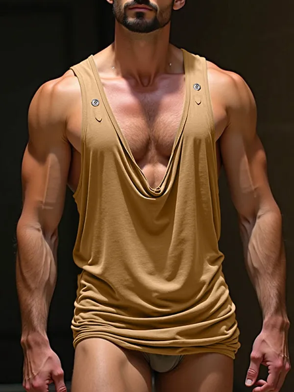Mens Solid Color Draped Neck Casual Tank SKUL13653 sold by Incerunmen product image thumbnail 3