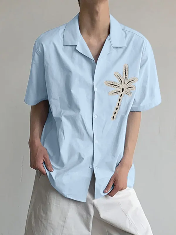 Mens Coconut Tree Embroidered Short Sleeve Shirt SKUL17878 sold by Incerunmen product image thumbnail 3