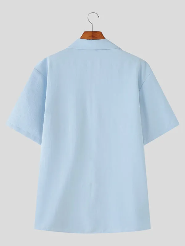 Mens Coconut Tree Embroidered Short Sleeve Shirt SKUL17878 sold by Incerunmen product image thumbnail 5