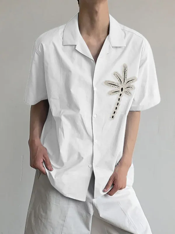 Mens Coconut Tree Embroidered Short Sleeve Shirt SKUL17878 sold by Incerunmen product image thumbnail 2