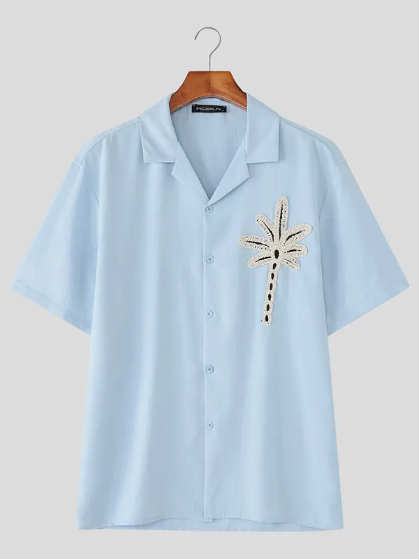 Mens Coconut Tree Embroidered Short Sleeve Shirt SKUL17878 sold by Incerunmen product image thumbnail 4