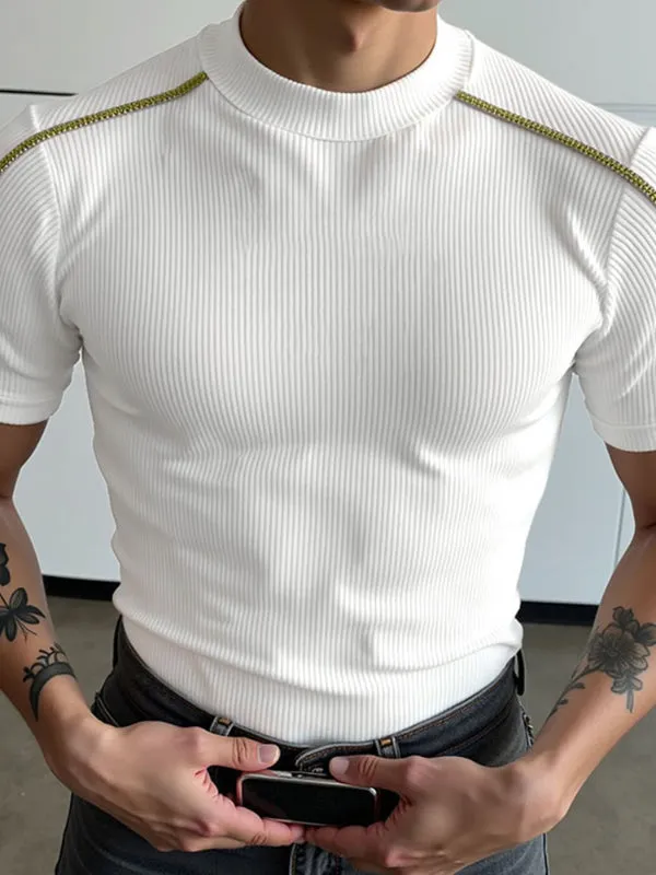 Mens Solid Color Casual Short Sleeve T-Shirt SKUL17000 sold by Incerunmen product image thumbnail 2