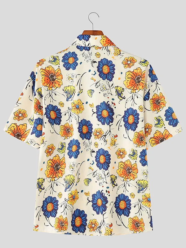 Mens Colorful Floral Print Short Sleeve Shirt SKUL17004 sold by Incerunmen product image thumbnail 5